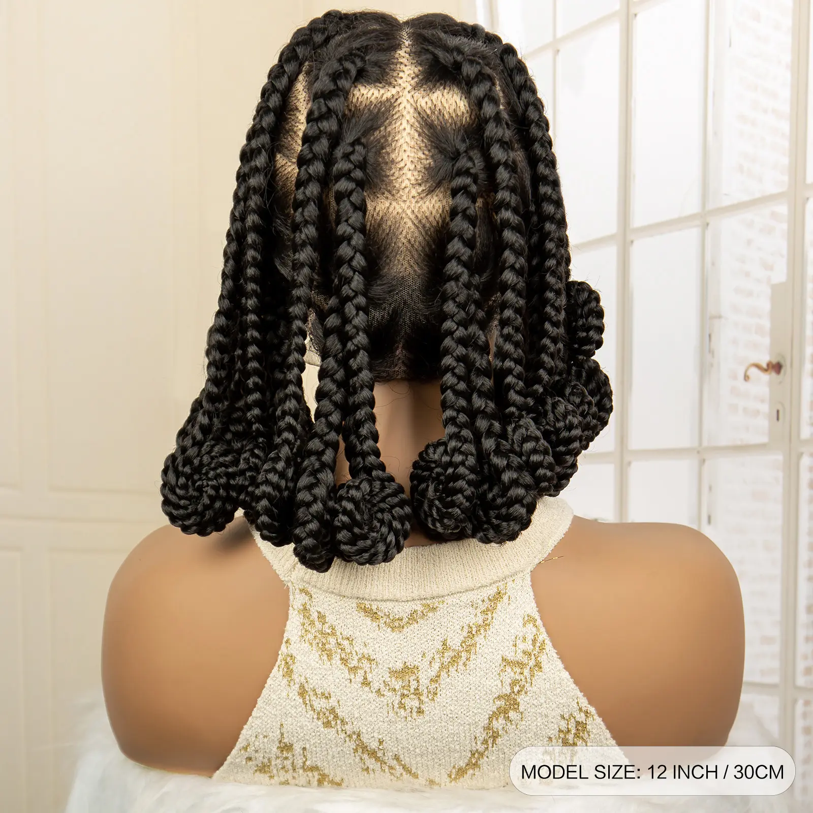 Box Braided Wigs Full Lace Bantu Braid Wig Premium Quality 14 Inches Short Luxurious Box Braided Wigs with Baby Hair
