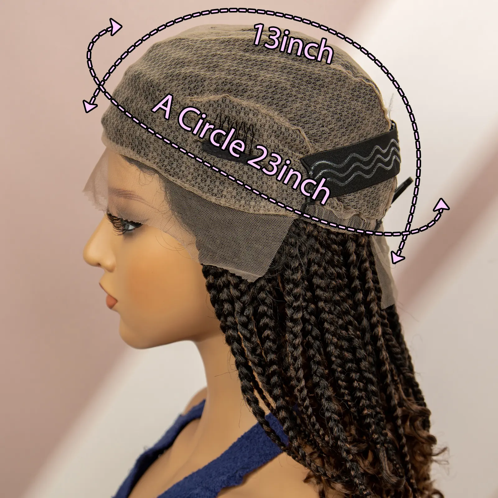 16 Inches Short Box Braided Full Lace Wigs for Black Women Brown Box Braiding Hair Wigs African Braids Lace Wigs Curly Ends Wig