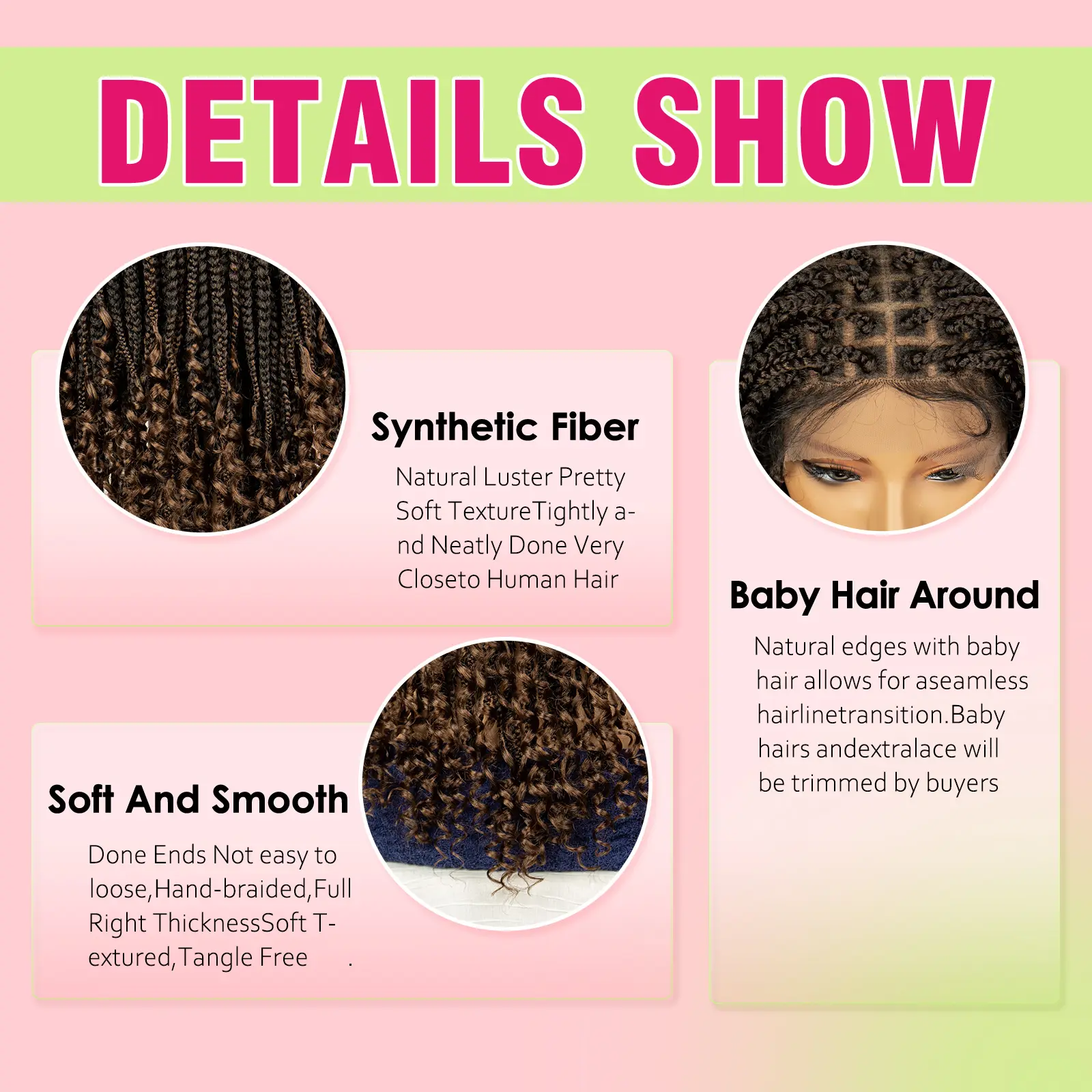 16 Inches Short Box Braided Full Lace Wigs for Black Women Brown Box Braiding Hair Wigs African Braids Lace Wigs Curly Ends Wig