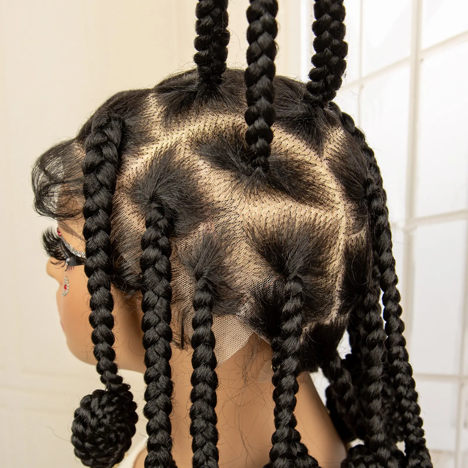 Box Braided Wigs Full Lace Bantu Braid Wig Premium Quality 14 Inches Short Luxurious Box Braided Wigs with Baby Hair