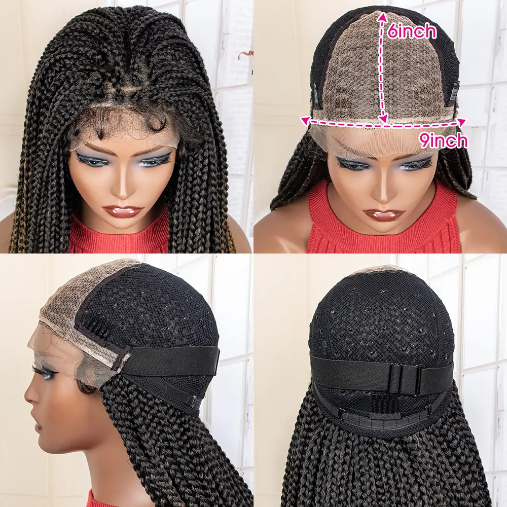New Arrival 36 Inches Long Synthetic Knotless Braided Wigs with Wave Curly Hair Wig with Baby Hair for Black Women Daily Use