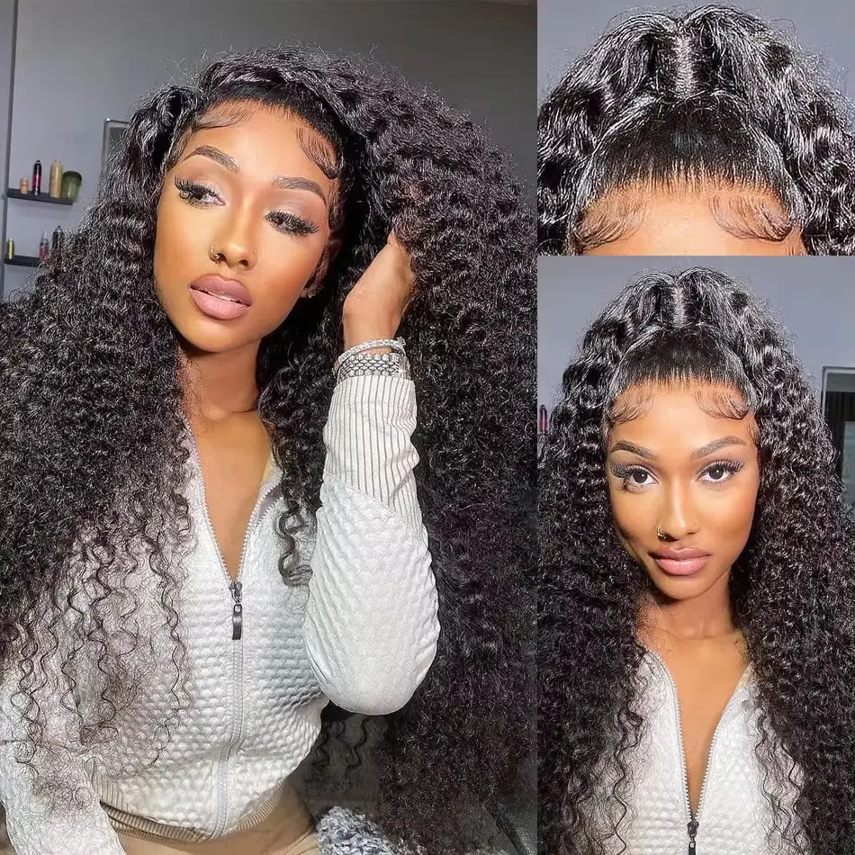Natural Black Color 13X4 HD Lace Frontal Synthetic Wig For Women Deep Curly Preplucked With Baby Hair Cosplay Daily Drag Queen