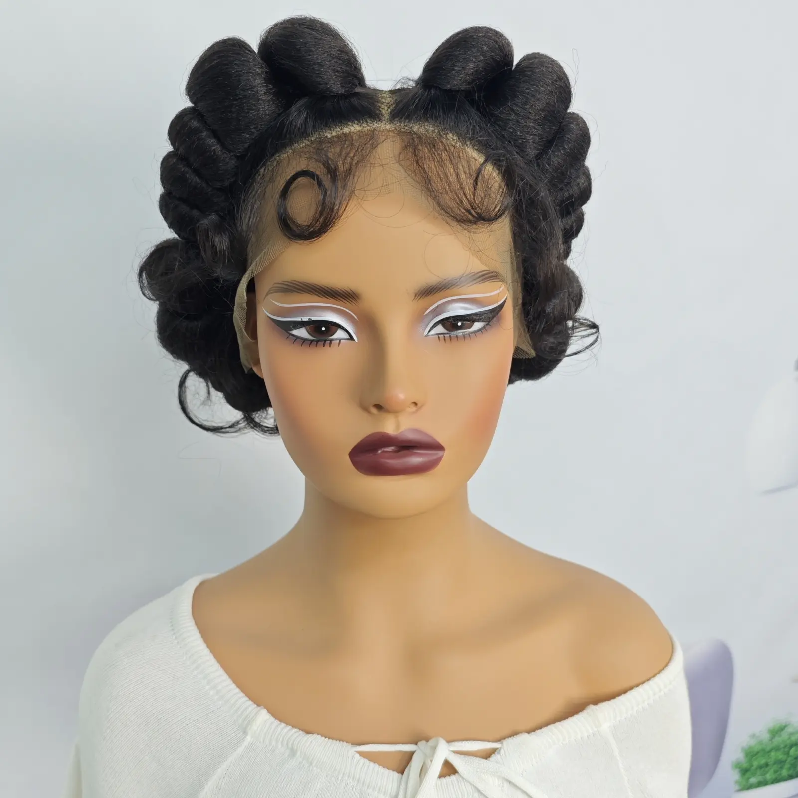 3 Style Full Lace Braided Wigs Handmade Bantu Braided Wigs Synthetic ace Front Braided Lace Wigs with Baby Hair for Black Women