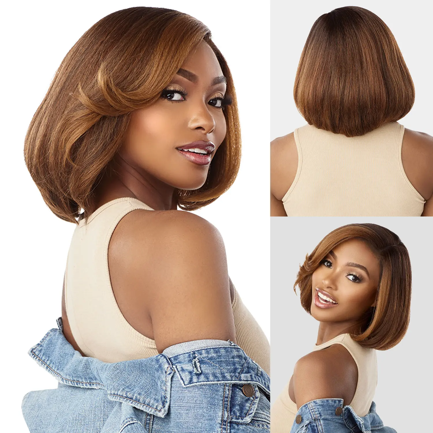 Sensationnel HD Lace Front Wig Curls Kinks N Co Glueless Kinky Edges Y-Part Kinky Chic Bob 12"