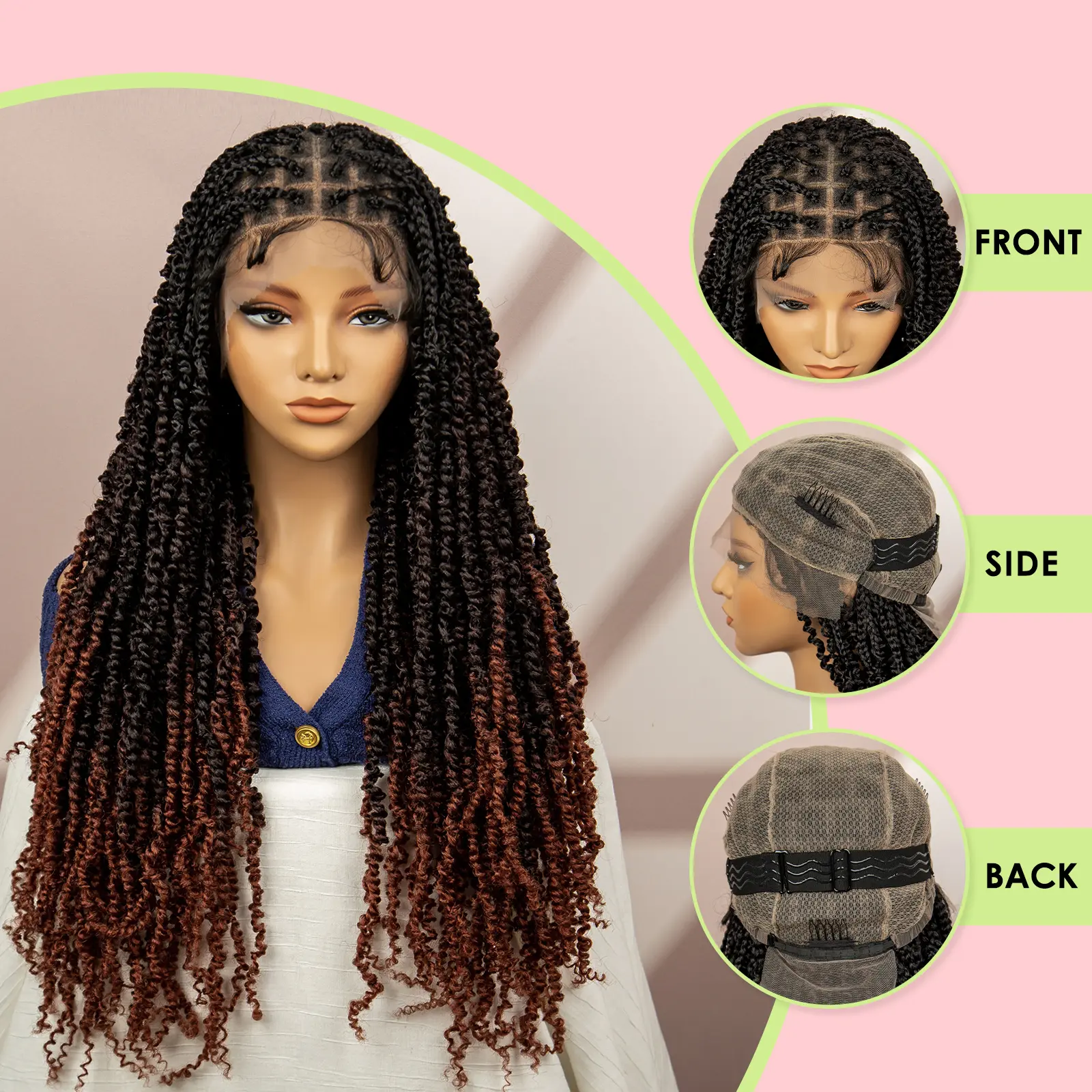 30 Inches Full Lace Synthetic Box Braided Wigs for Black Women Dreadlocks Braids Corchet Locs Braiding Hair Knotless Lace Wig