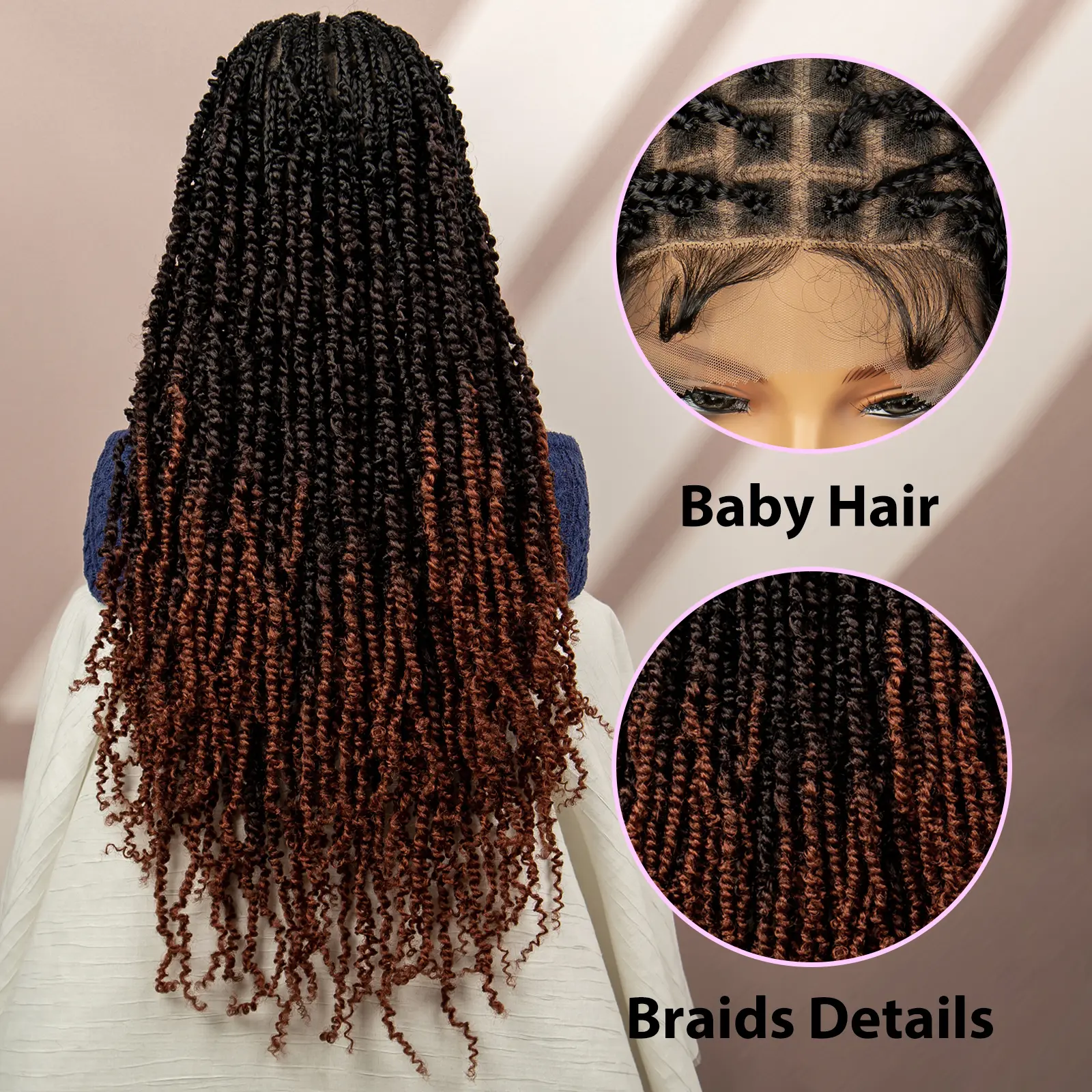 30 Inches Full Lace Synthetic Box Braided Wigs for Black Women Dreadlocks Braids Corchet Locs Braiding Hair Knotless Lace Wig