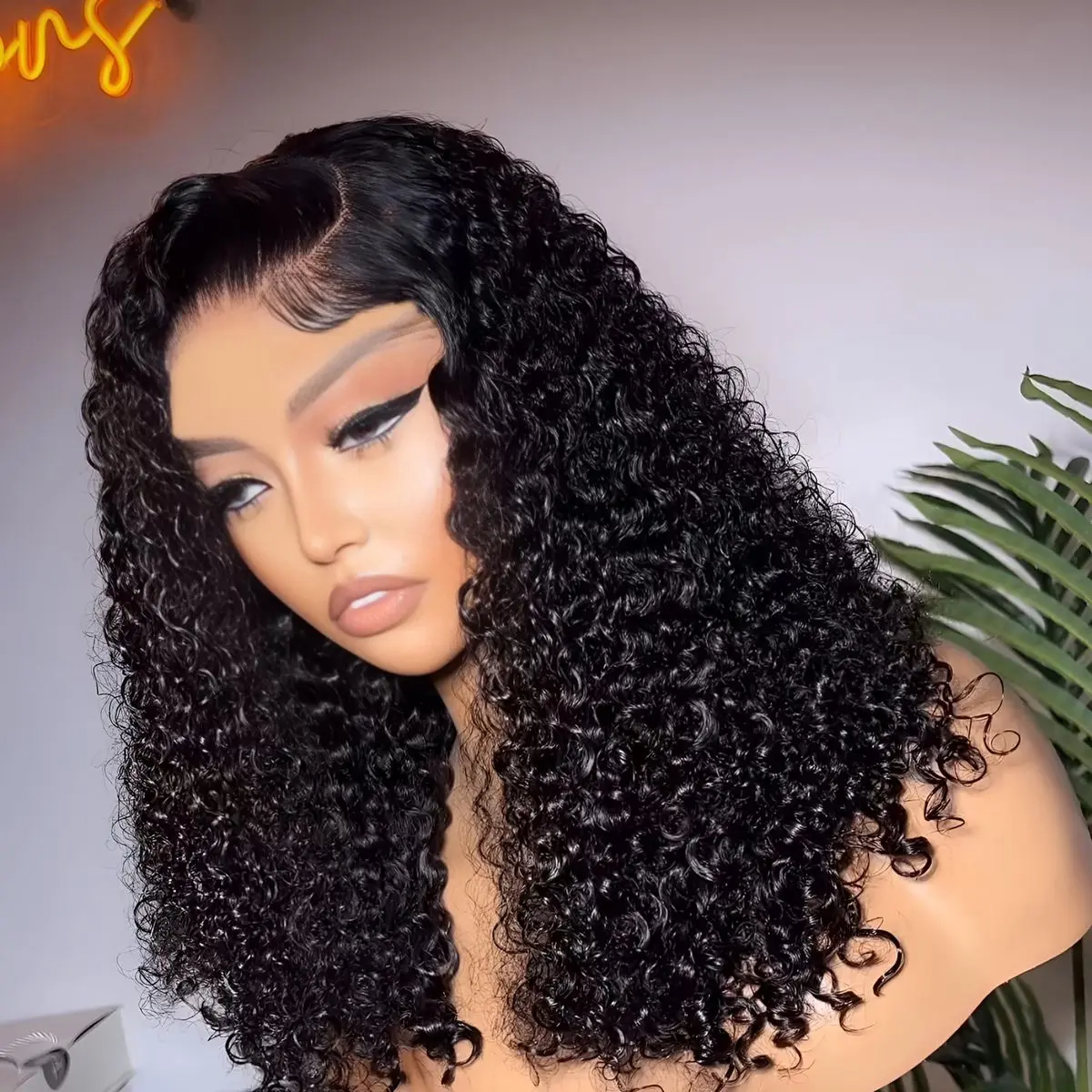 Short Bob Cut Black Color Water Wave 13X4 HD Lace Front Wigs Synthetic Wig Preplucked With Baby Hair Bleached Knots Glueless Wig