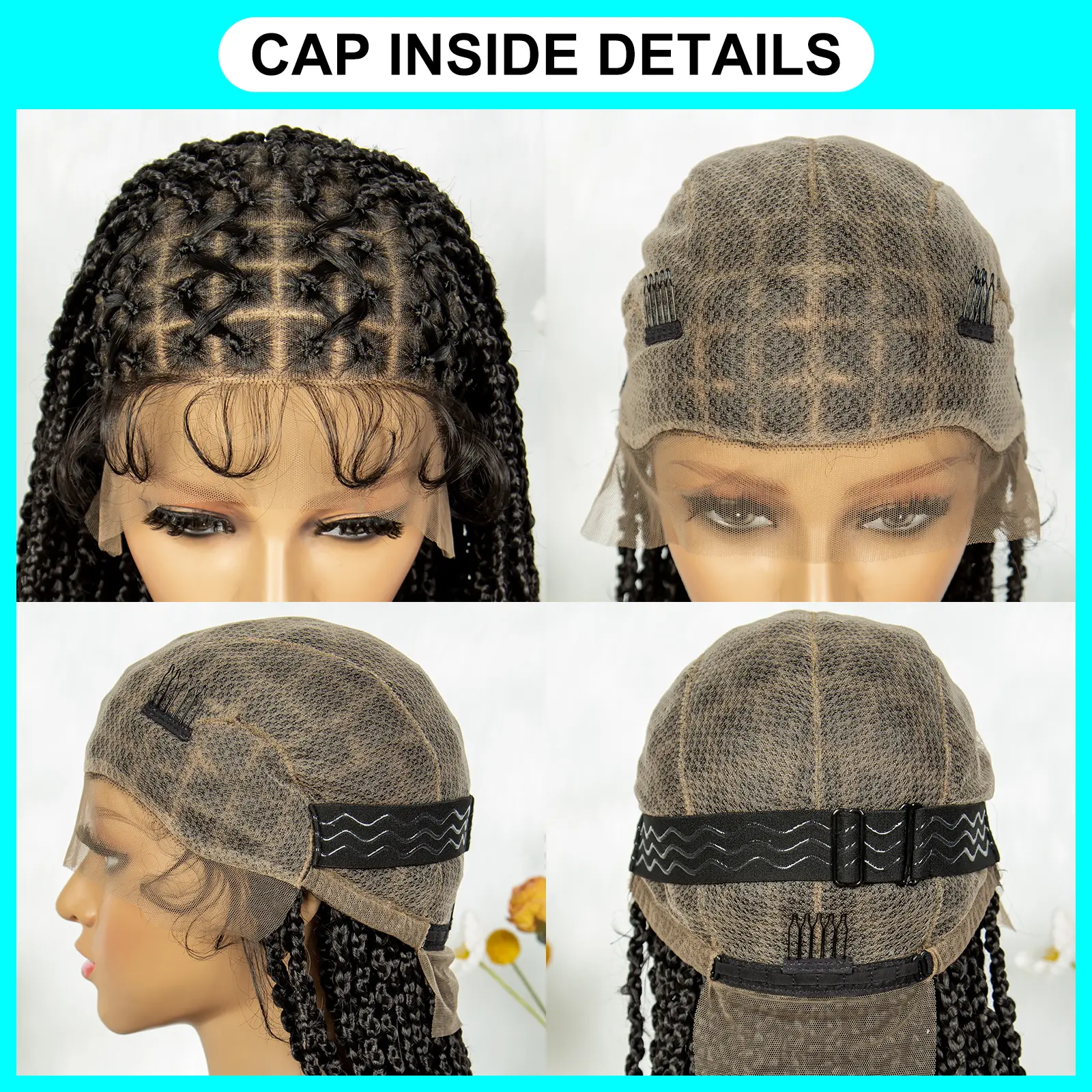 Kima Synthetic Full Lace Braided Wigs Criss Cross Braided Frontal Lace Wig with Baby Hair  36 inches  for Black Women
