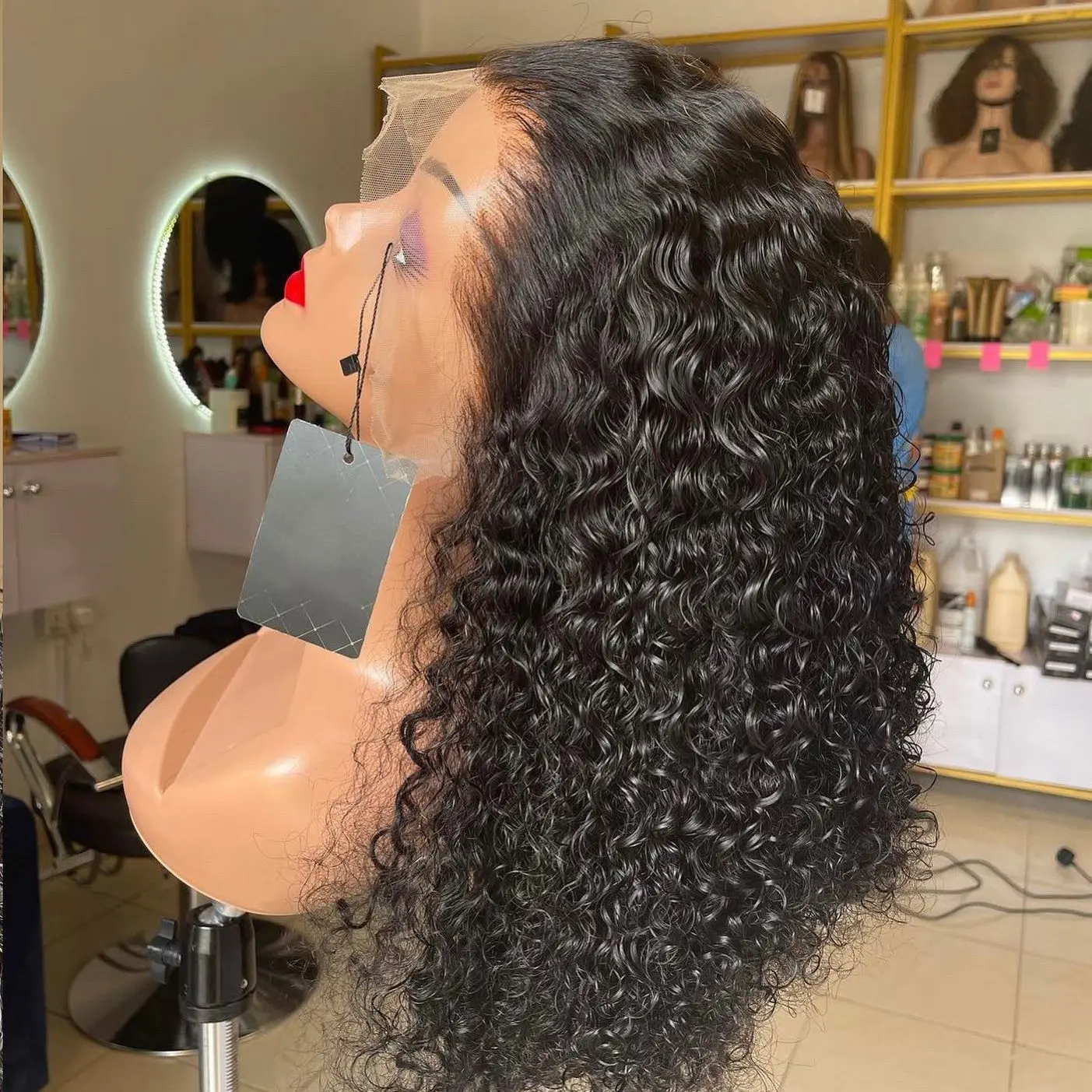 Short Bob Cut Black Color Water Wave 13X4 HD Lace Front Wigs Synthetic Wig Preplucked With Baby Hair Bleached Knots Glueless Wig
