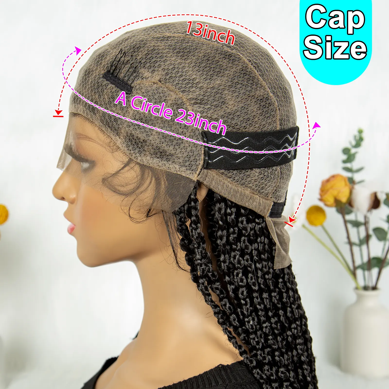 Kima Synthetic Full Lace Braided Wigs Criss Cross Braided Frontal Lace Wig with Baby Hair  36 inches  for Black Women