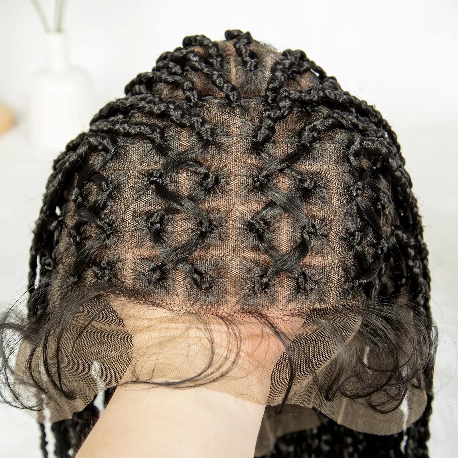 Kima Synthetic Full Lace Braided Wigs Criss Cross Braided Frontal Lace Wig with Baby Hair  36 inches  for Black Women