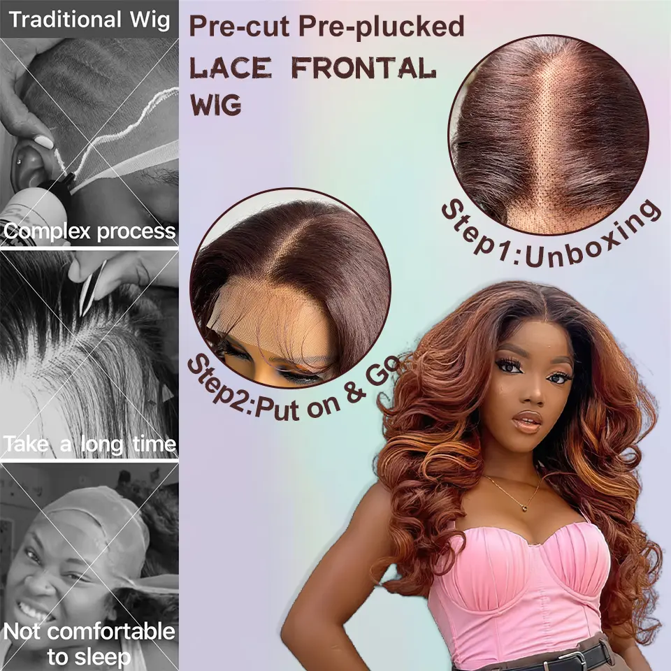 Latisha Synthetic HD Lace Front Wigs Curly Pre Plucked Lace Frontal Wig with Bangs for Women Highlight 13X6 13X5X1 with Babyhair