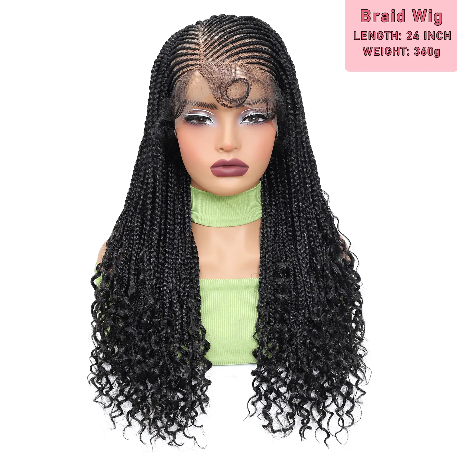 Box Cornrow Braided Wigs Synthetic Full Lace Front Braided Wigs With Baby Hair for Black Women 24inches
