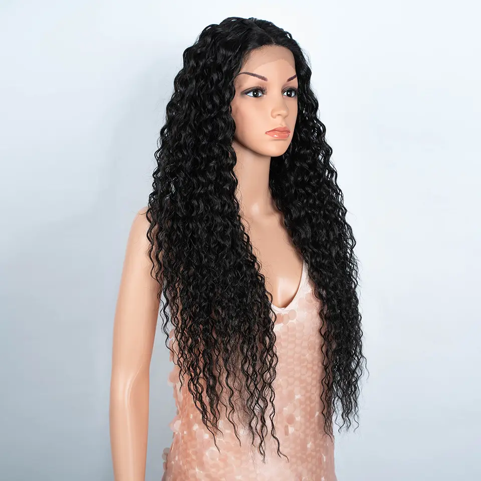 Synthetic Lace Front Wigs 30 Inch Long Curly Hair Lace Wigs For Women Ombre Brown HD Lace Front Cosplay Wig Heat Resistant