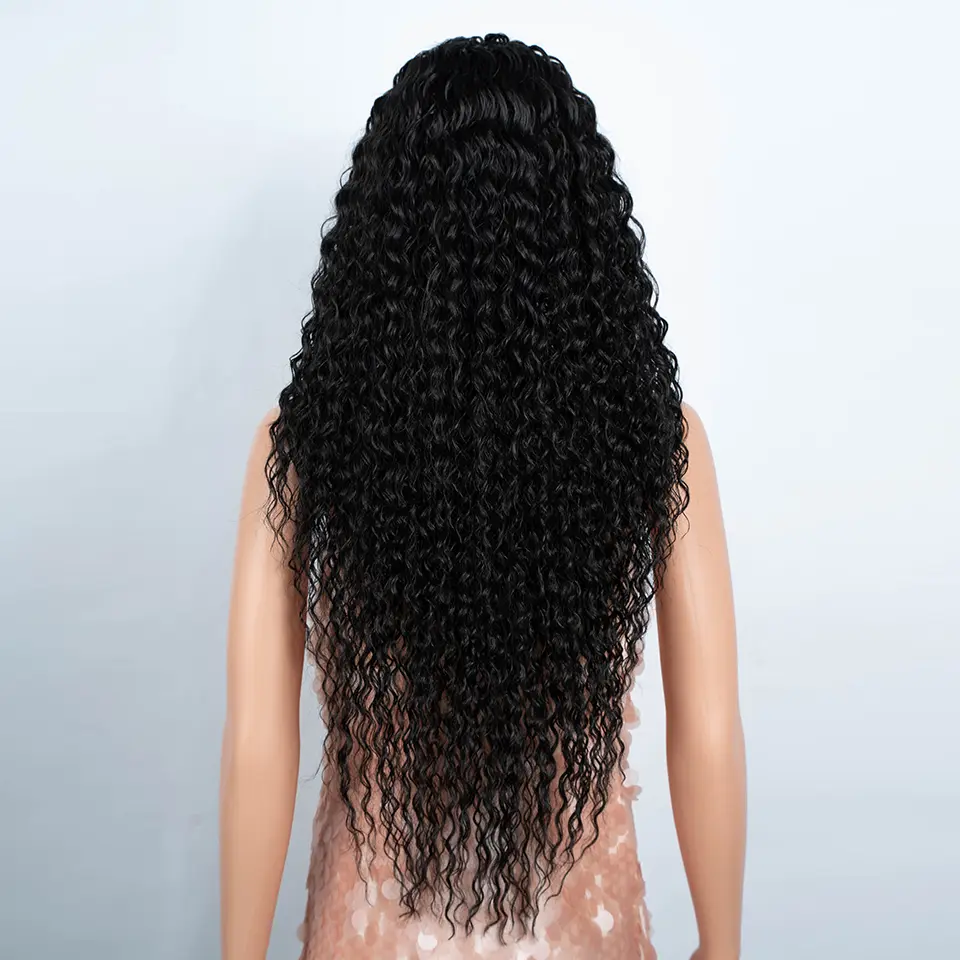 Synthetic Lace Front Wigs 30 Inch Long Curly Hair Lace Wigs For Women Ombre Brown HD Lace Front Cosplay Wig Heat Resistant