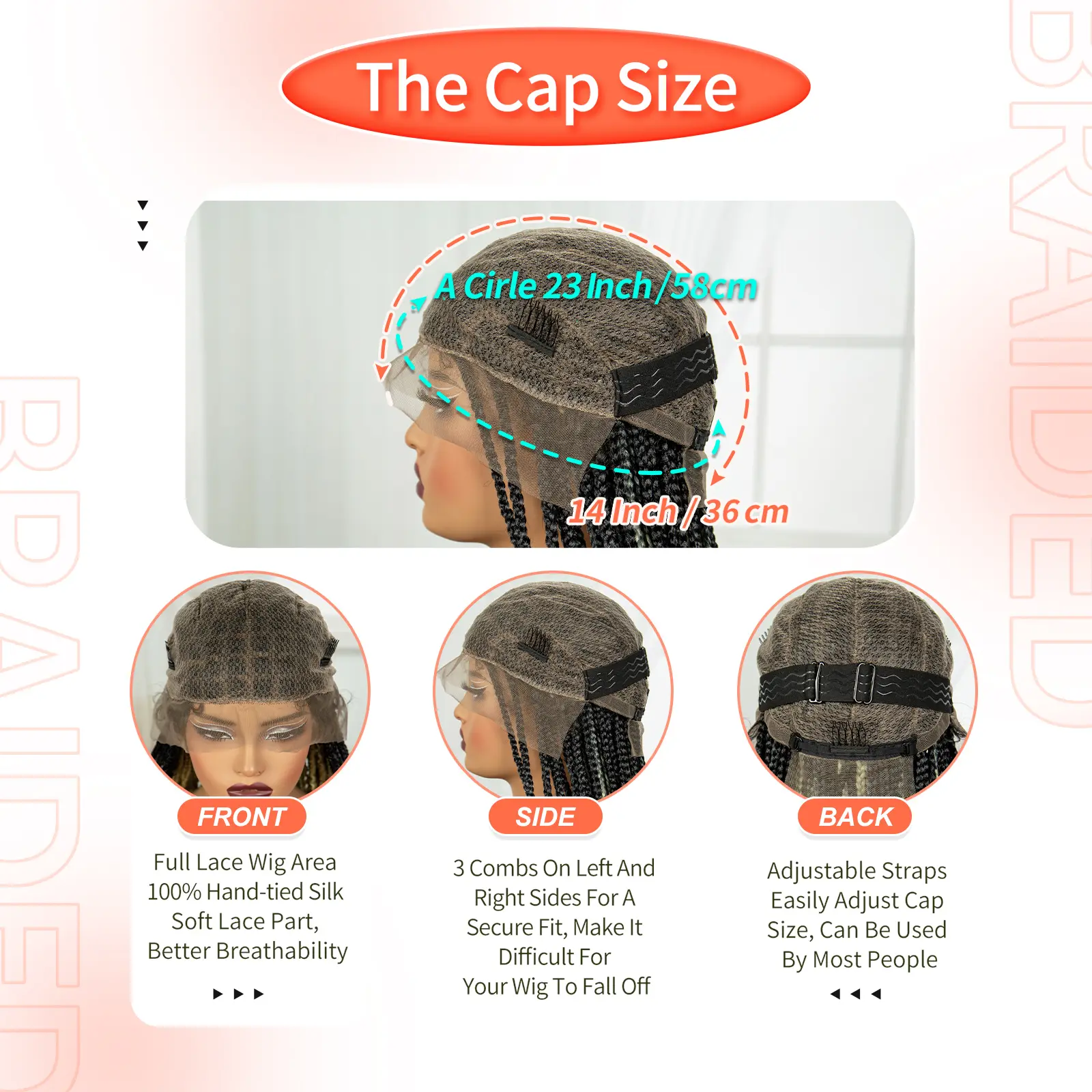 28inch Full Lace Braided Wigs Synthetic 613# Blonde Knotless Box Braided Lace Wig Lace Front Braids Wig with Baby Hair for Women