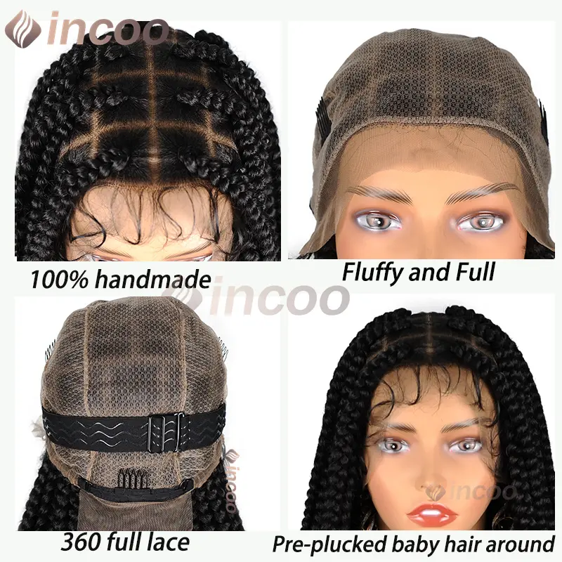 36 inches Synthetic Full Lace Wig for Black Women Larger Box Braid Wig on Sale Clearance Full Lace Cornrow Braids Wig for Woman