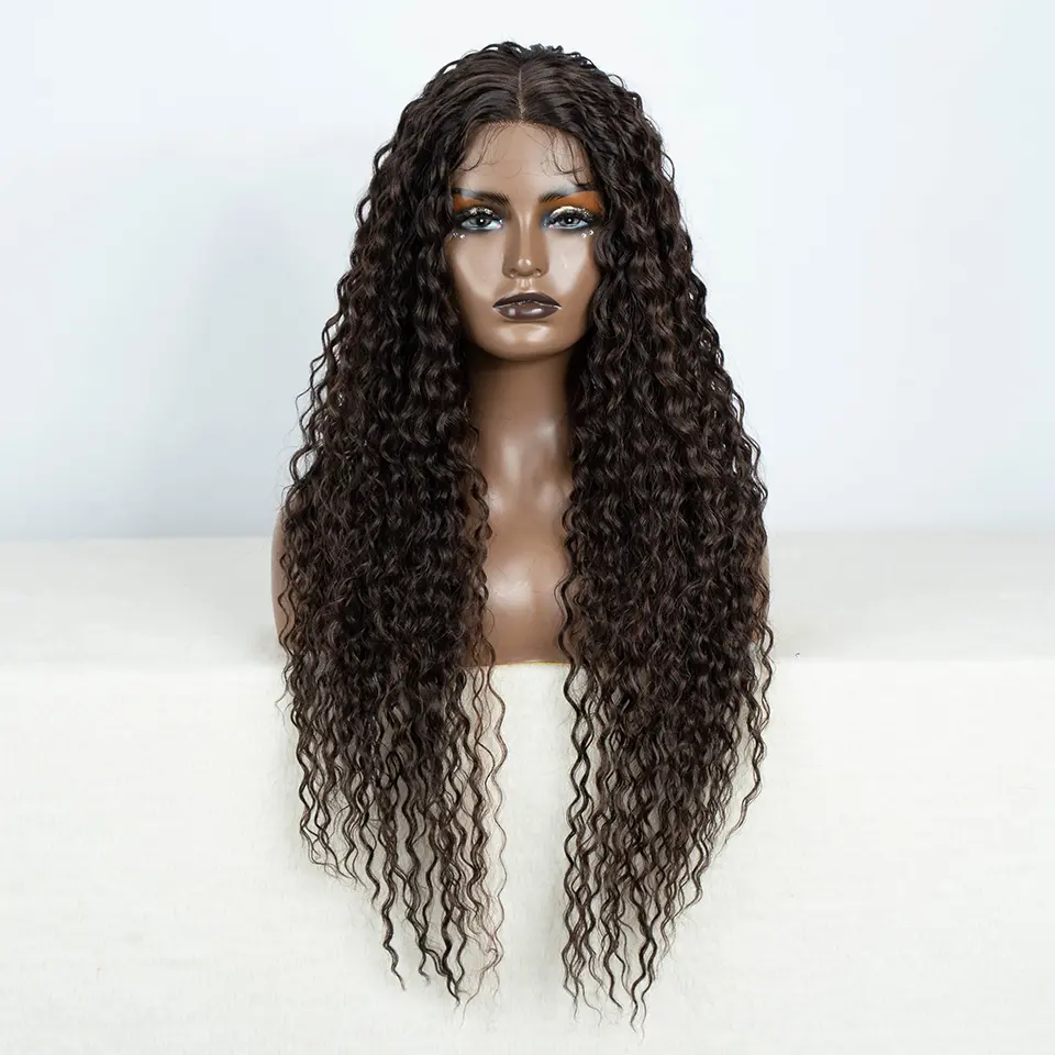 Synthetic Lace Front Wigs 30 Inch Long Curly Hair Lace Wigs For Women Ombre Brown HD Lace Front Cosplay Wig Heat Resistant