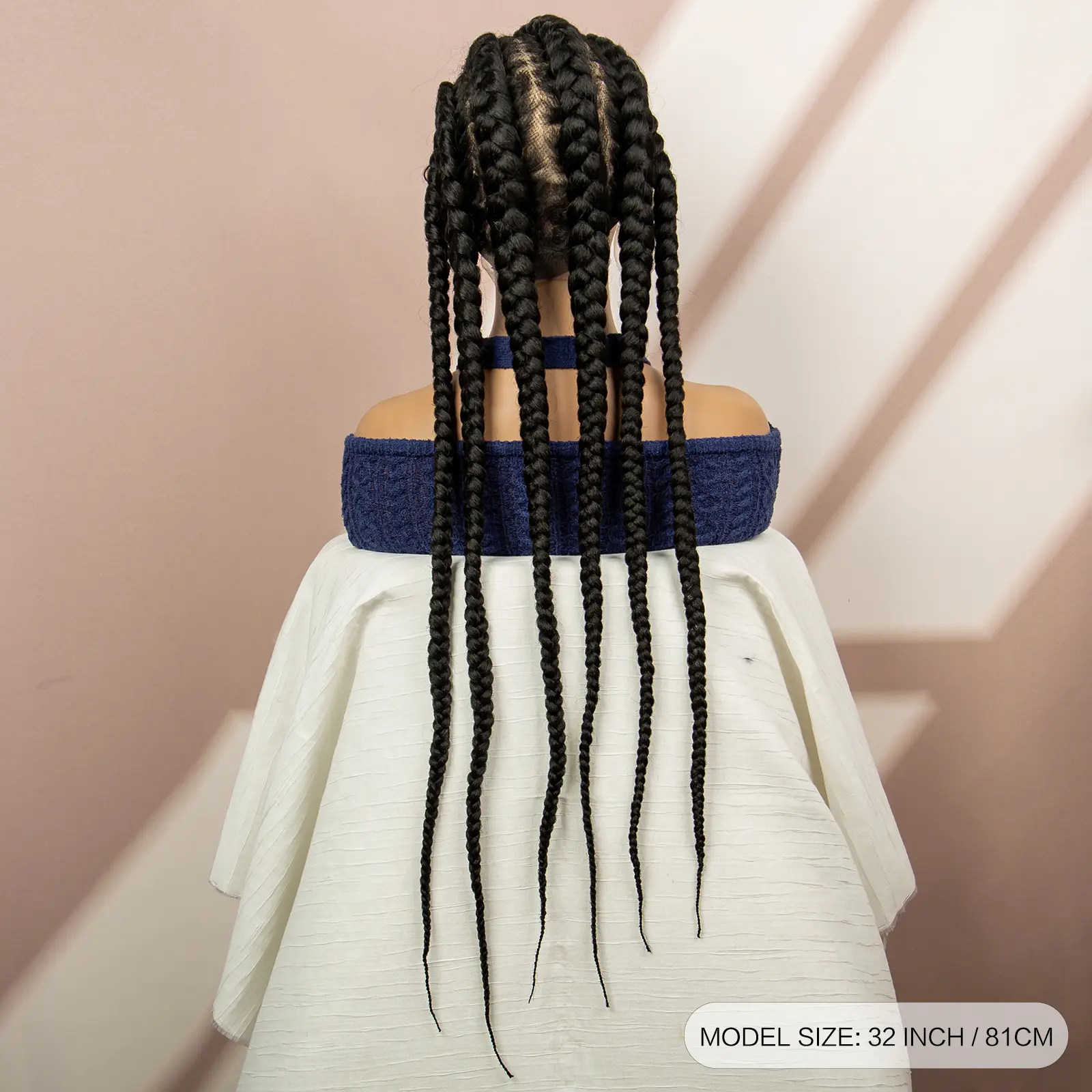 32 Inches Big Cornrow Hairstyles Synthetic Full Lace Braided Wigs for Black Women Double Lace  Frontal Synthetic Hair