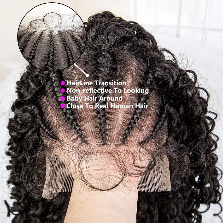 New Arrival Synthetic Lace Frontal Water Curly Wave Braides Wigs for Afro Brazilian Women 16 Inches Braiding Wigs with Baby Hair