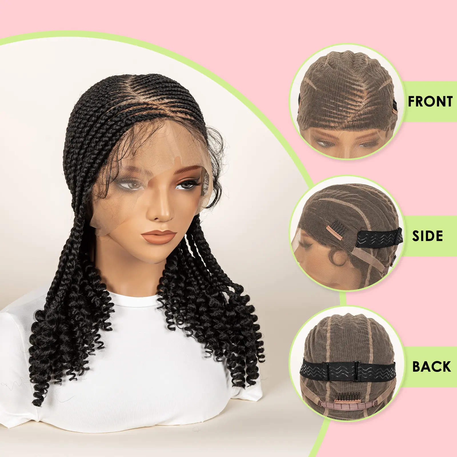 Synthetic Cornrow Braided Wigs for Women 14 Inch Full Lace Braids Wig Short Blait Natural Black Knotless Wig 2025 New Hairstyle