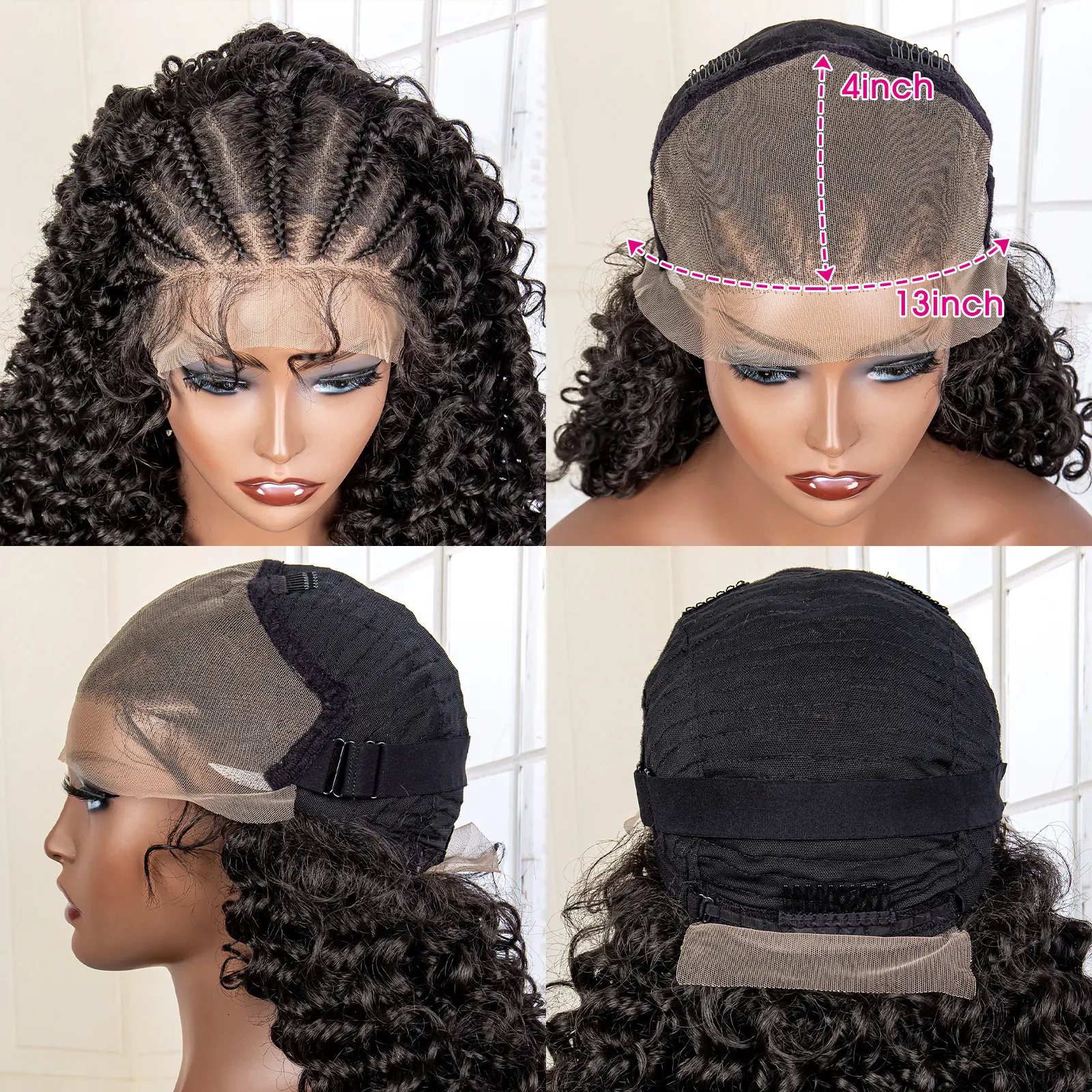 New Arrival Synthetic Lace Frontal Water Curly Wave Braides Wigs for Afro Brazilian Women 16 Inches Braiding Wigs with Baby Hair