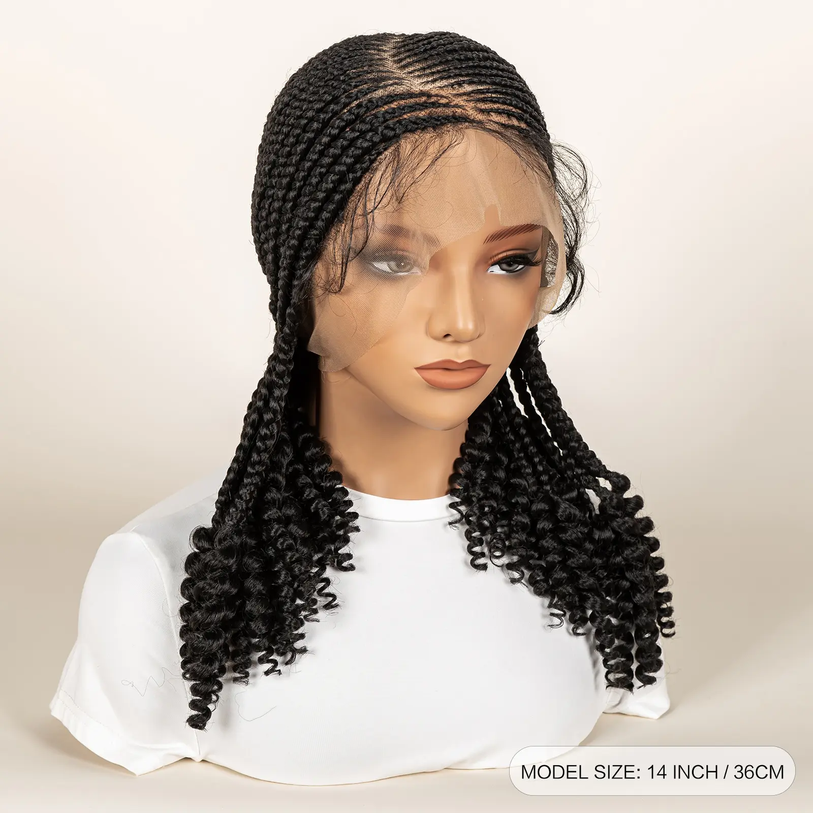 Synthetic Cornrow Braided Wigs for Women 14 Inch Full Lace Braids Wig Short Blait Natural Black Knotless Wig 2025 New Hairstyle
