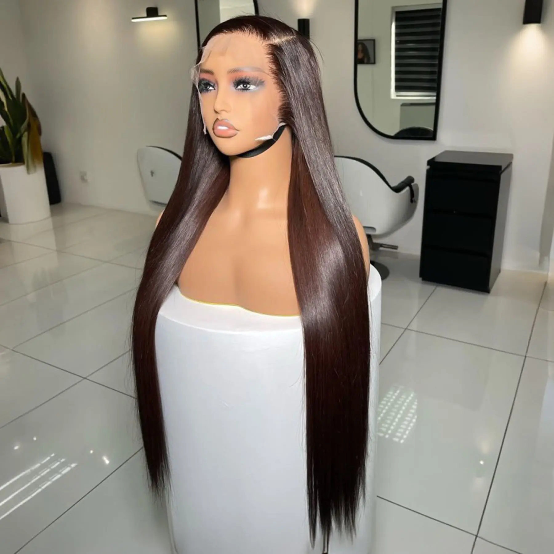 Straight Soft  13X4X1 Lace Front Synthetic Wig For Women Natural Hairline Baby Hair Preplucked Bleach Knots Cosplay Daily Party