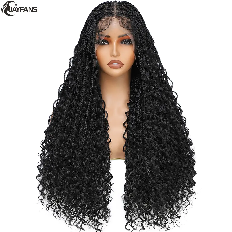 24" Synthetic Lace Braided Wigs For Black Women Box Braided Wigs On Sale Clearance Full Lace Glueless Wig Braided Read to Wear