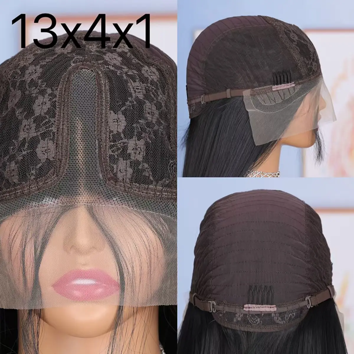 Loose Deep Wave Black Color Synthetic Soft 13X4X1 Lace Frontal Wig For Women Prepucked Bleach Knots Glueless Wig Daily Party