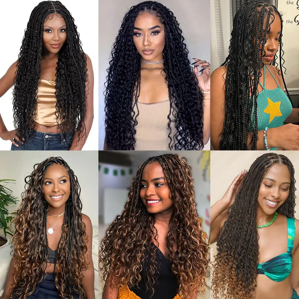 24" Synthetic Lace Braided Wigs For Black Women Box Braided Wigs On Sale Clearance Full Lace Glueless Wig Braided Read to Wear