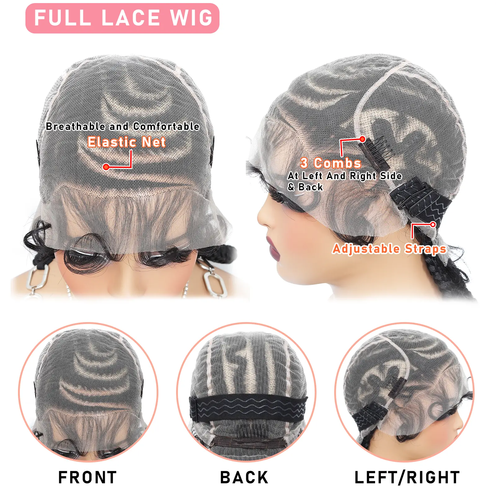 Synthetic Full Lace Cornrow Braided Wigs 16Inch Lace Frontal Braids Wigs for Black Women Bantu Lace Braiding Wigs with Baby Hair