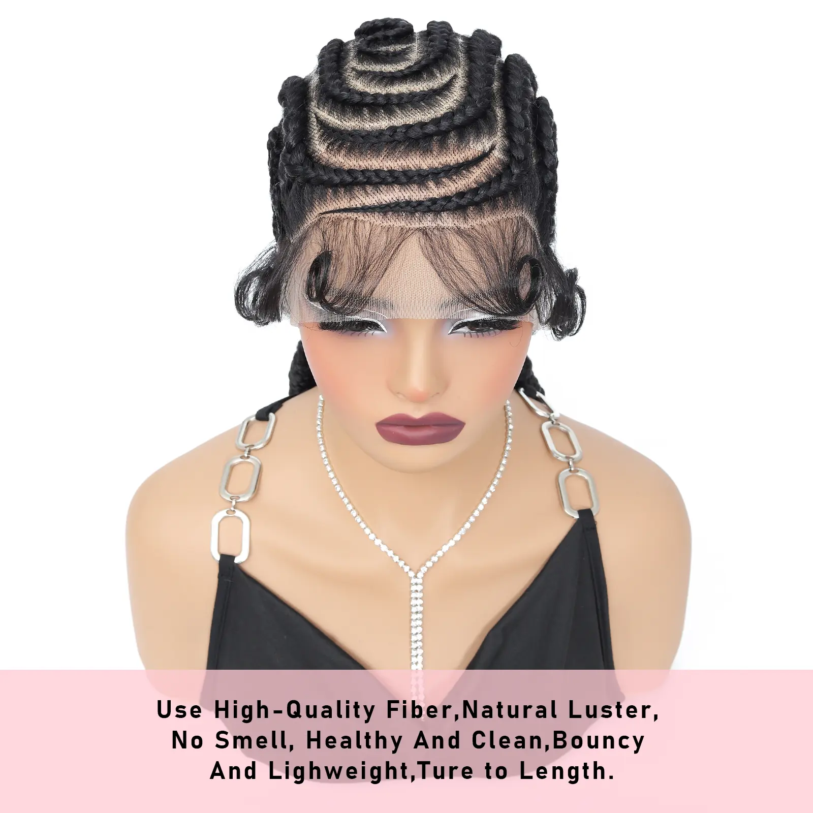 Synthetic Full Lace Cornrow Braided Wigs 16Inch Lace Frontal Braids Wigs for Black Women Bantu Lace Braiding Wigs with Baby Hair