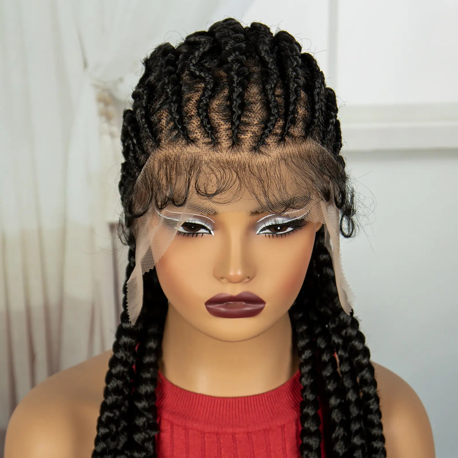 36Inch Handmade Cornrow Braided Wigs with Baby Hair Synthetic Lace Frontal Braiding Hair Wigs Knotless Braids Wigs for Women