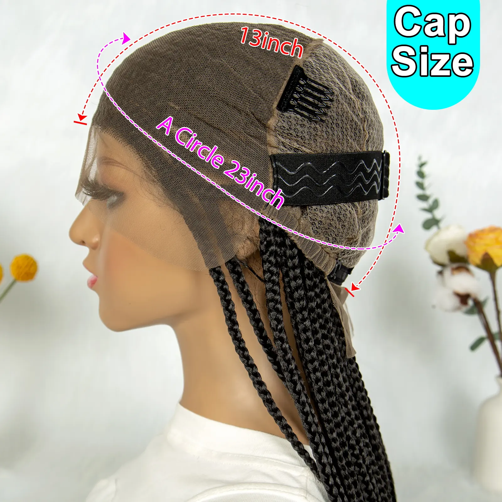 KIMA Synthetic Fulani Full Lace Braided Wigs Cornrow Braids Wigs With Baby Hair for Black Women