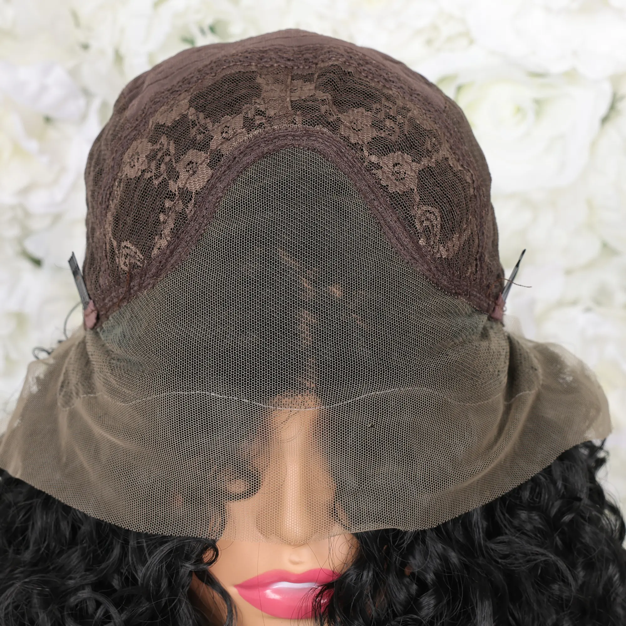 Loose Wave 13X4 Lace Frontal Synthetic Long Wig For Black Women Natural Black Color Wet And Wavy Hairline Preplucked Cosplay