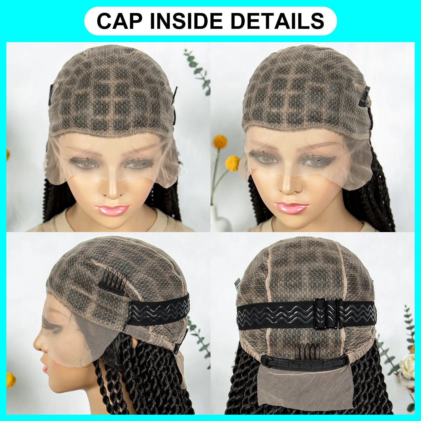KIMA 38 inch Twist Braided Wigs Transparent Double Full Lace Wigs Synthetic Mirco Twisted Braids Wigs With Baby Hair