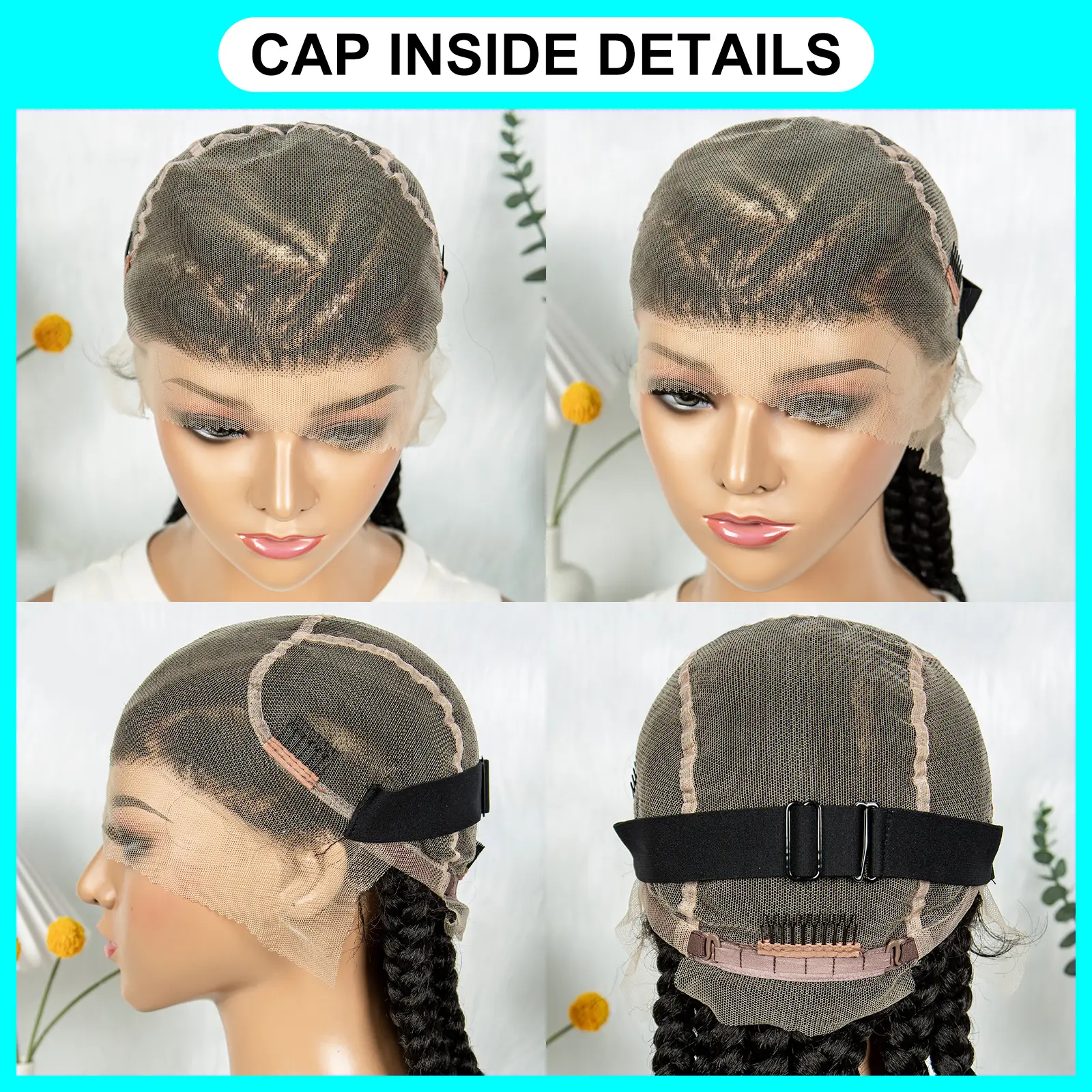Kima Full Lace Cornrow Braided Wigs Synthetic Stitch Braids with Bantu Knots