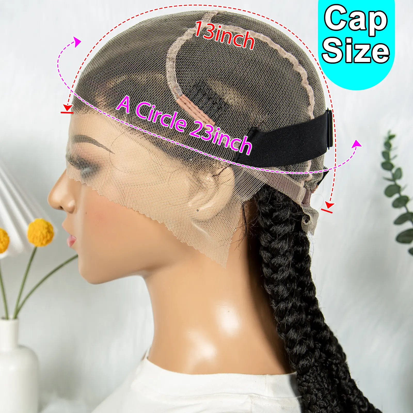 Kima Full Lace Cornrow Braided Wigs Synthetic Stitch Braids with Bantu Knots