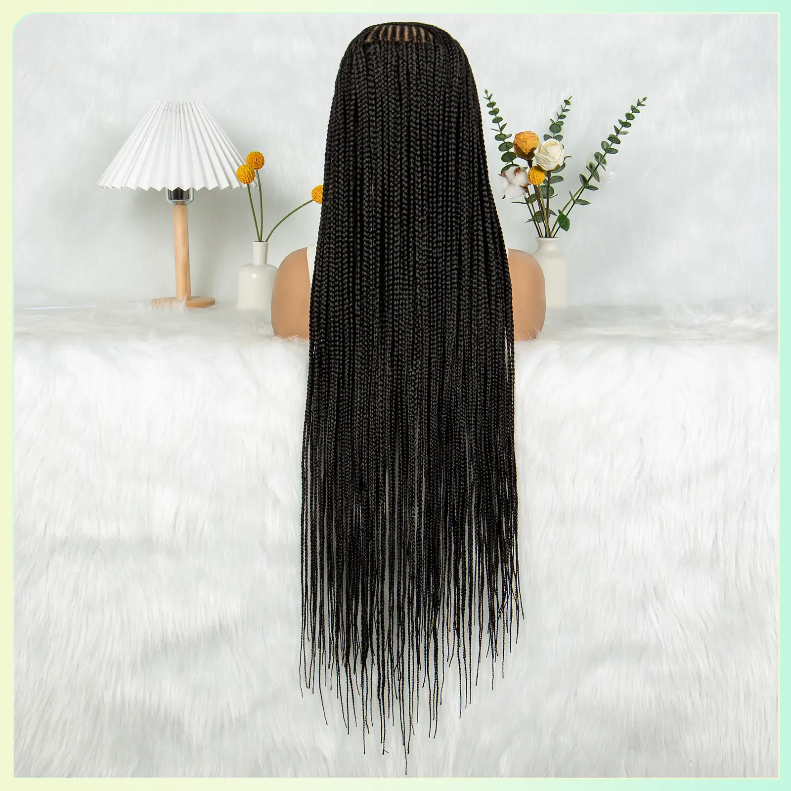 Synthetic Braided Wigs HD Transparent Full Lace Cornrow Knotless Box Braids Hair Goddess Braided Wig for Black Women