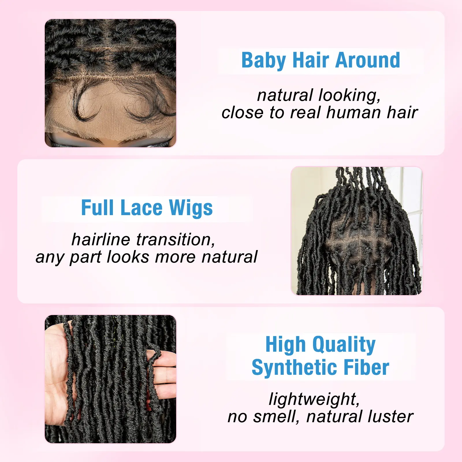 Super Long 36 Inches Synthetic Full Lace Dreadlock Box Braided Wigs for Afro Black Women Black Knotless Braiding Wigs