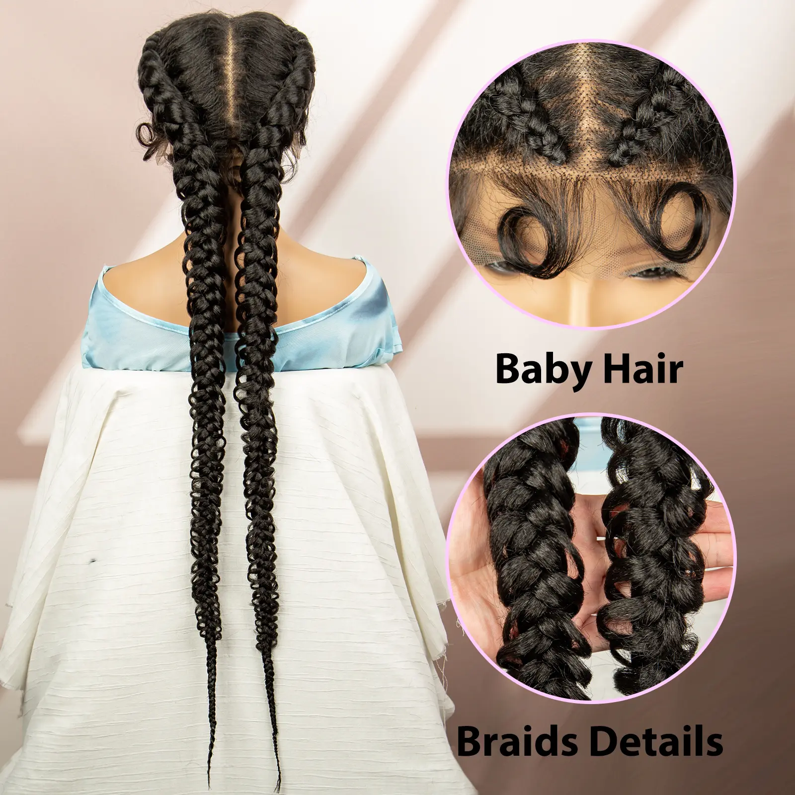 Synthetic Goddess Braided Wigs Cornrow Braided Wigs with Baby Hair Braids Wigs for Women Daily Use Knotless Wigs