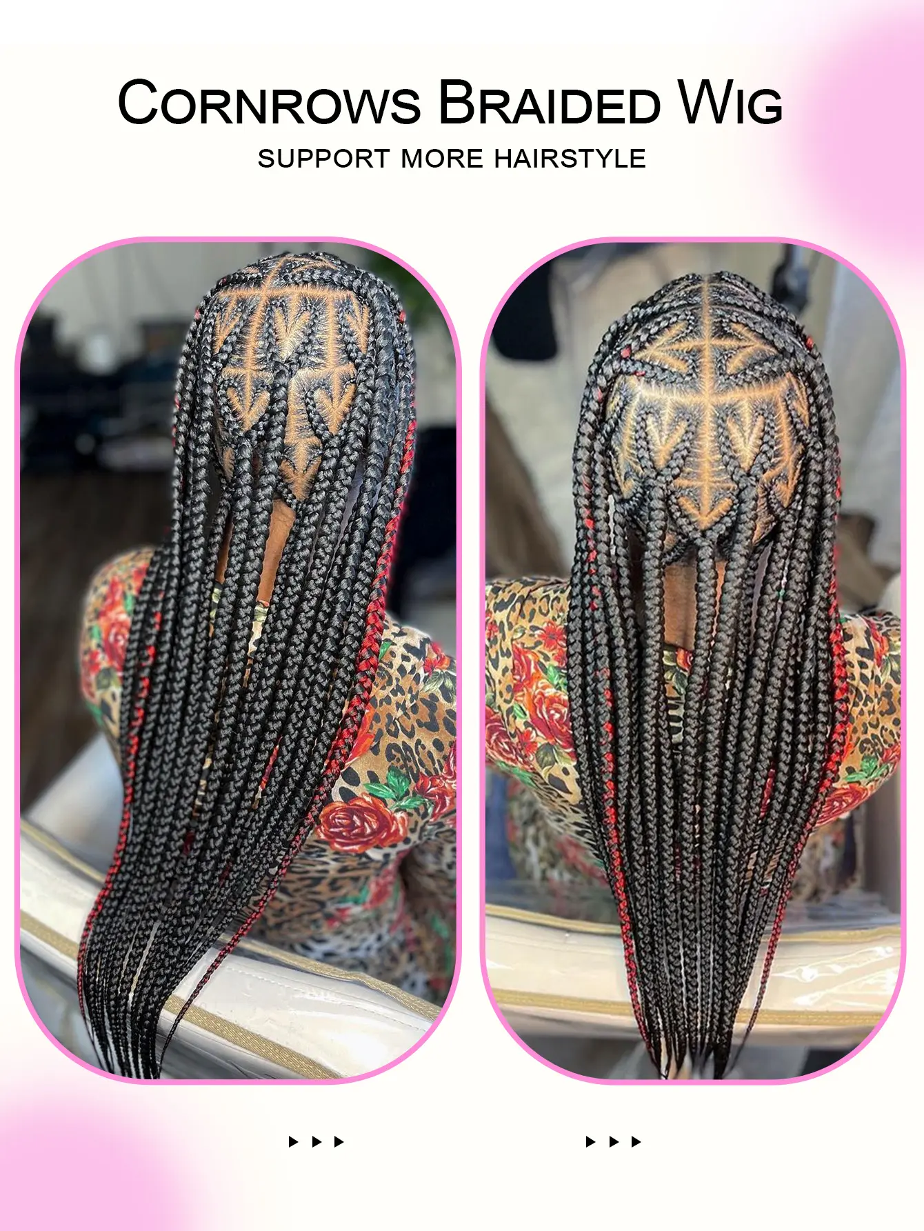 Goddess Cornrow Braided Wigs Synthetic Full Lace Heart Shape Knotless Braiding Wig For Black Women With Baby Hair Box Braids Wig