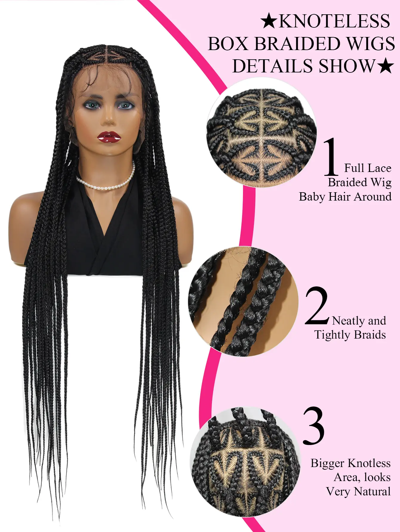 Goddess Cornrow Braided Wigs Synthetic Full Lace Heart Shape Knotless Braiding Wig For Black Women With Baby Hair Box Braids Wig