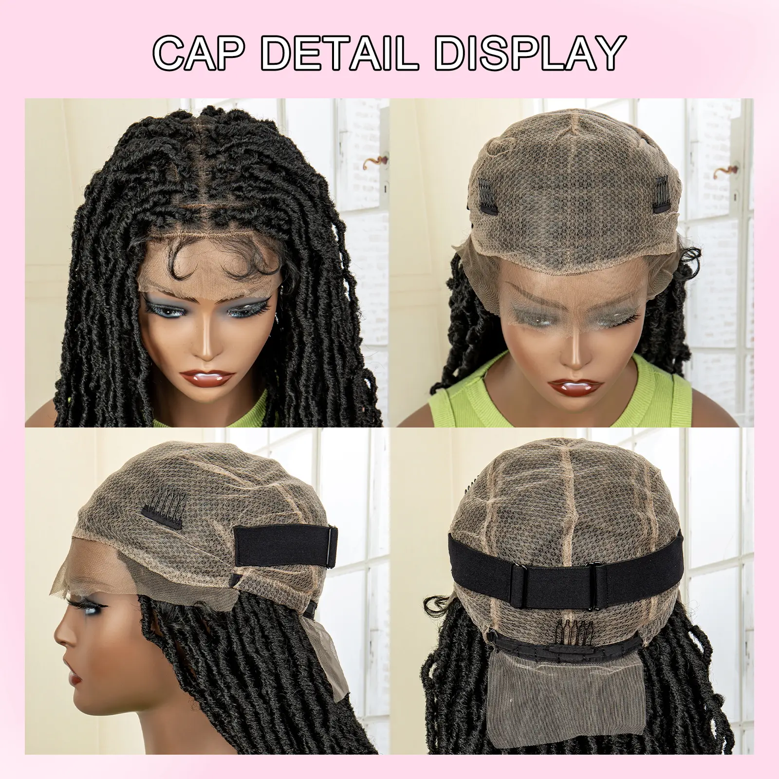 Super Long 36 Inches Synthetic Full Lace Dreadlock Box Braided Wigs for Afro Black Women Black Knotless Braiding Wigs