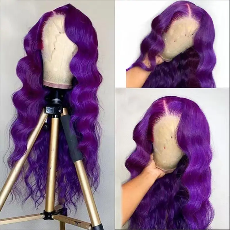 Dark Blue Long Body Wave Wig 13x4 Synthetic Lace Front Wigs for Women Pre Plucked Natural Hairline Wig Daily Use Cosplay Wig