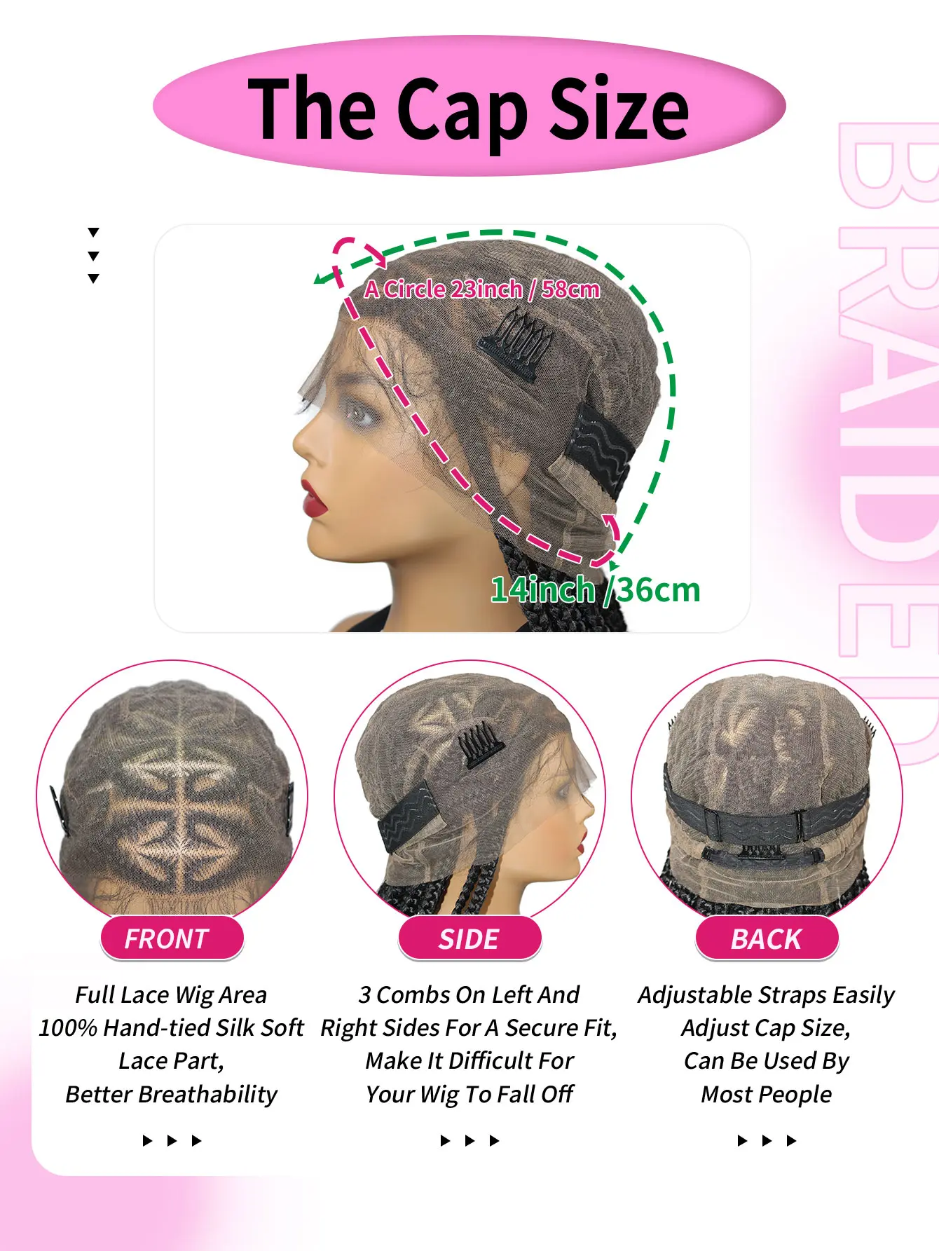 Goddess Cornrow Braided Wigs Synthetic Full Lace Heart Shape Knotless Braiding Wig For Black Women With Baby Hair Box Braids Wig
