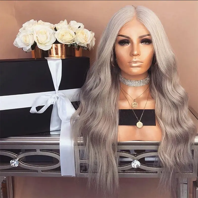 Dark Blue Long Body Wave Wig 13x4 Synthetic Lace Front Wigs for Women Pre Plucked Natural Hairline Wig Daily Use Cosplay Wig