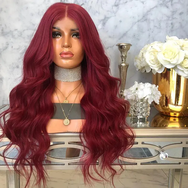 Dark Blue Long Body Wave Wig 13x4 Synthetic Lace Front Wigs for Women Pre Plucked Natural Hairline Wig Daily Use Cosplay Wig