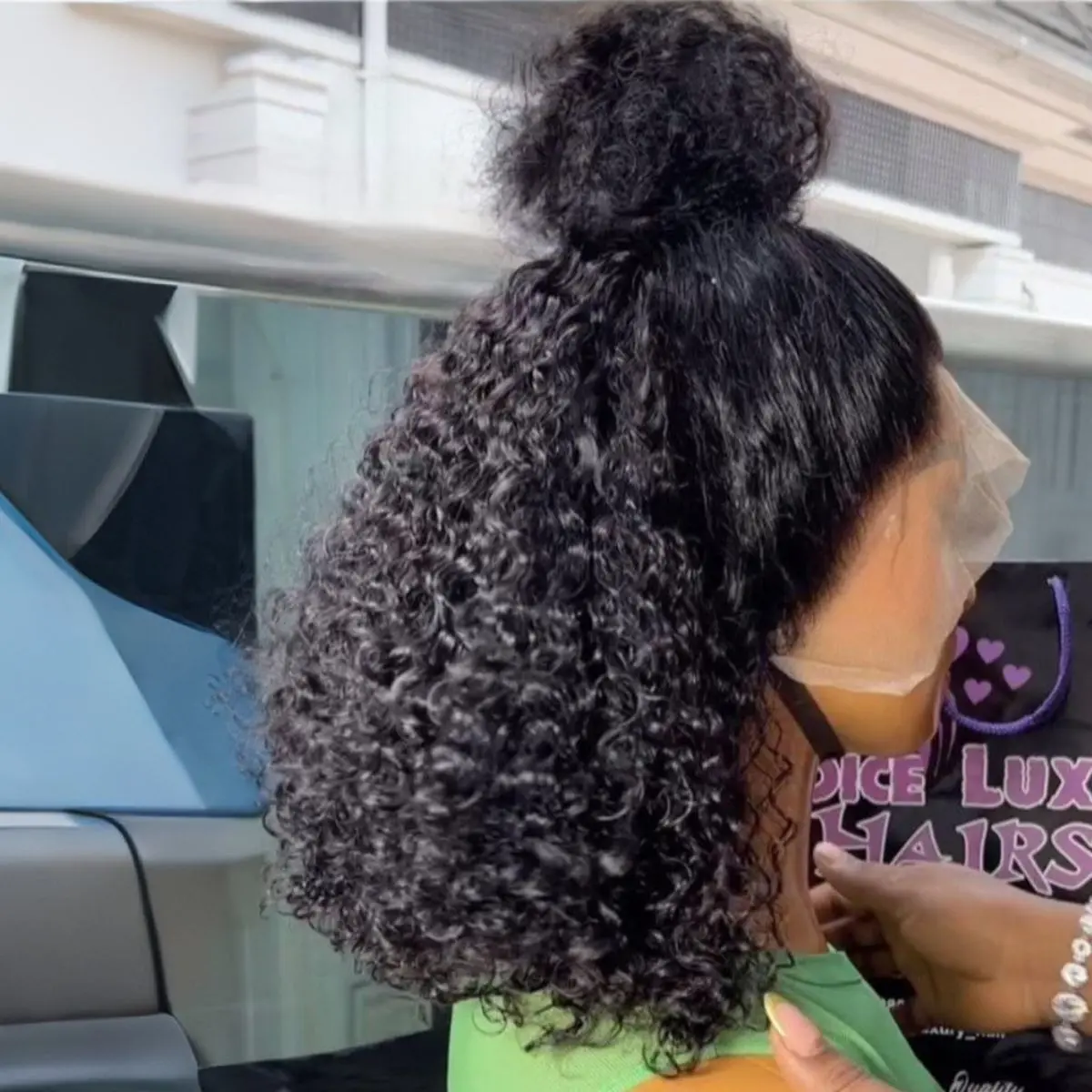 Short Bob Blunt Cut Jerry Curly Ponytails Black Color 13X4 HD Lace Frontal Synthetic Wigs Glueless Wig Preplucked With Baby Hair